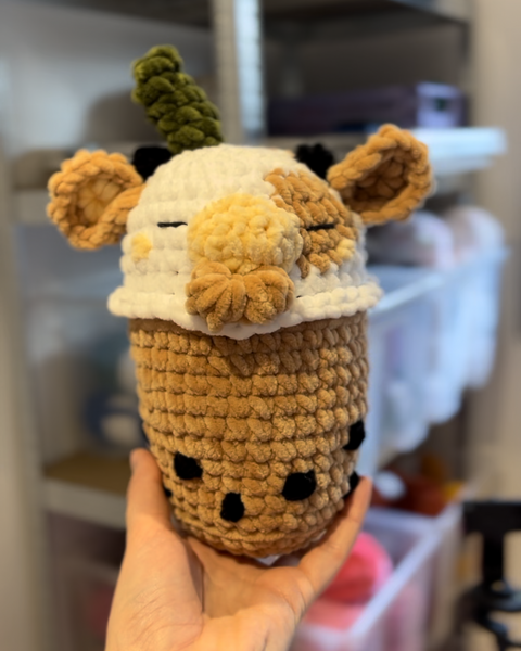 Bubble tea cow crochet