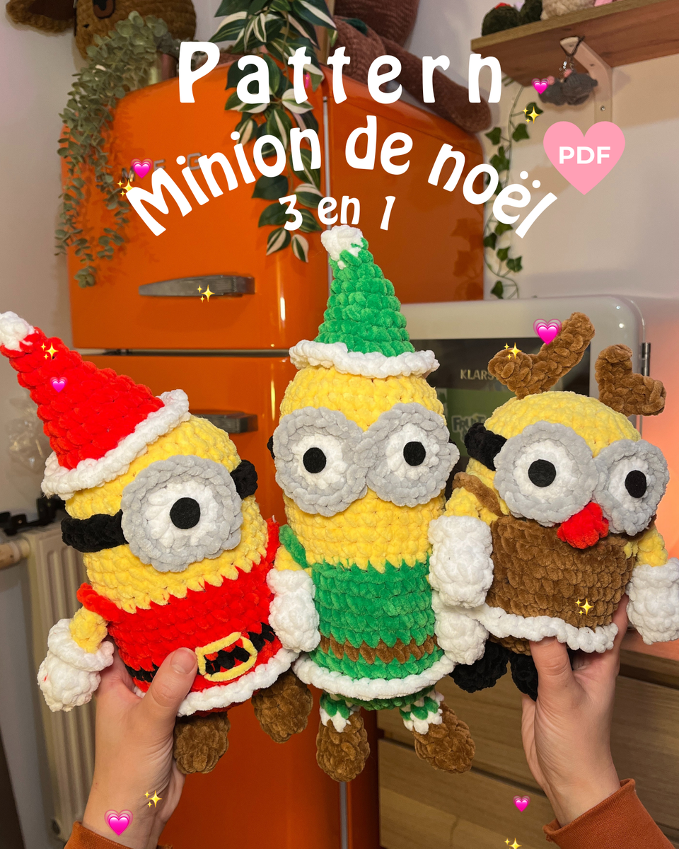 Pattern Minion de noël | 3 en 1 (PDF) 💛🎄